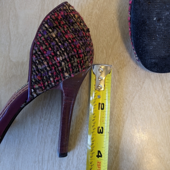 Steve Madden Tweed Leather D'Orsay Purple Fuschia Heels size 8 - Picture 8 of 10